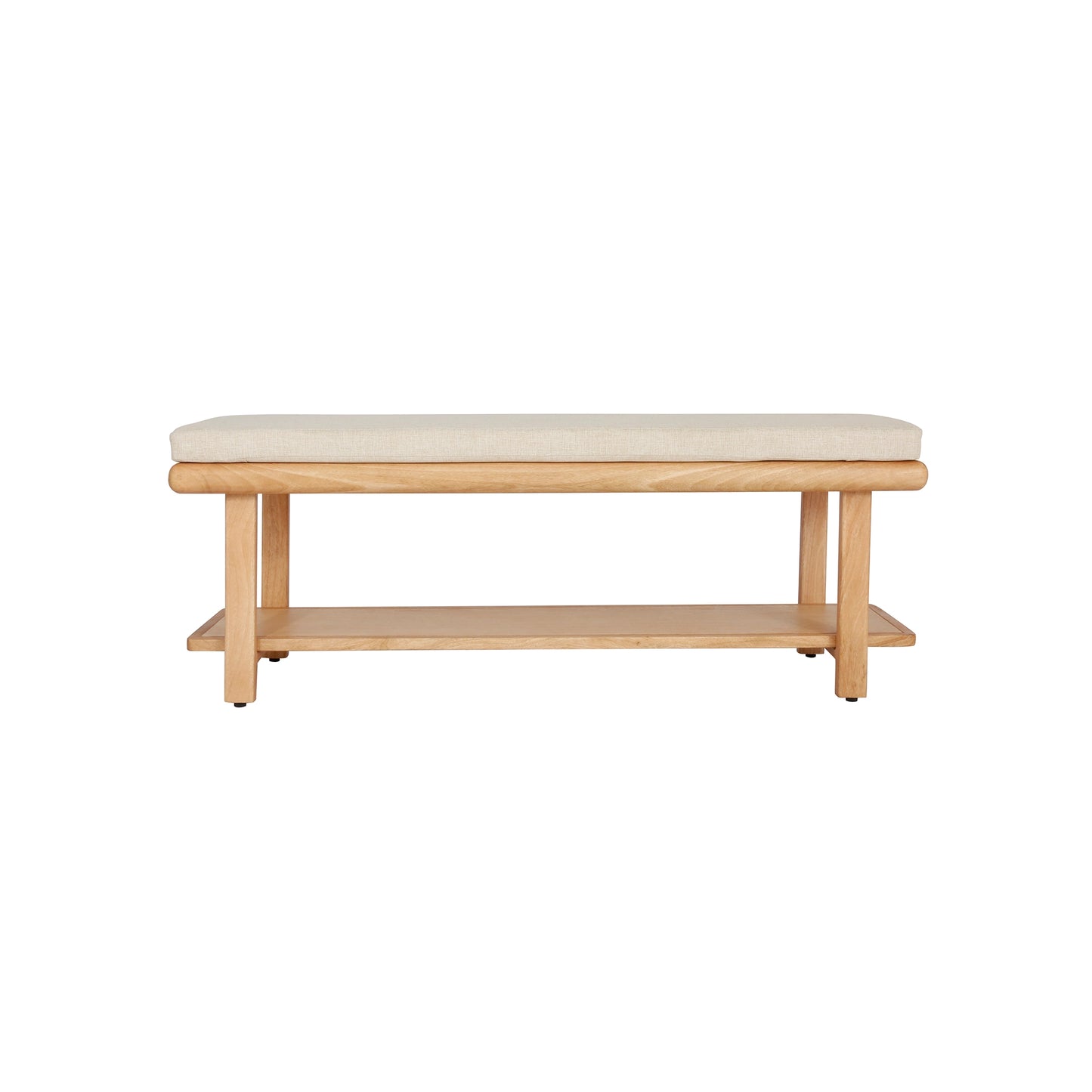 Willow Wooden Cushioned Bench with Shelf