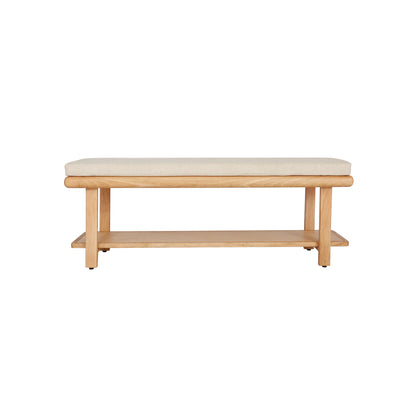 Willow Wooden Cushioned Bench with Shelf