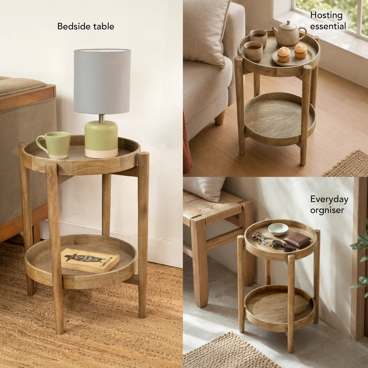 West Village Side Table- with 2 Removable Round Trays