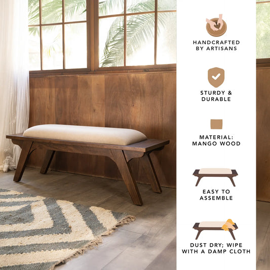 Walnut Haze Upholstered Bench- 1
