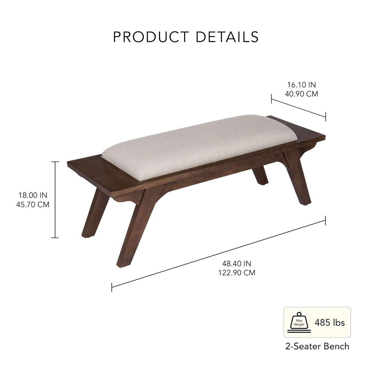 Walnut Haze Upholstered Bench- 1