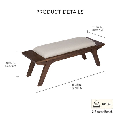 Walnut Haze Upholstered Bench- 1