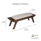 Walnut Haze Upholstered Bench- 1