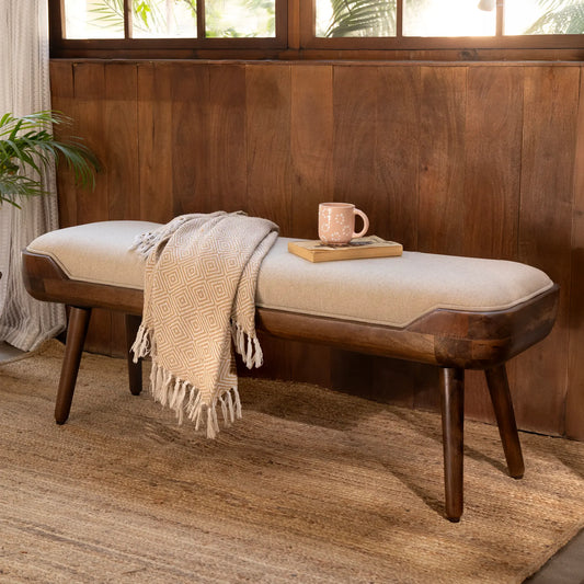 Walnut Haze Upholstered Bench- 2