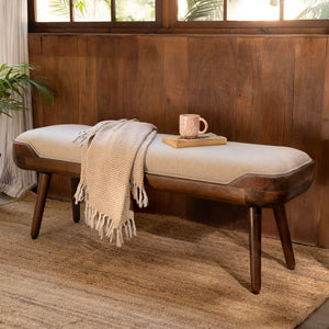 Walnut Haze Upholstered Bench- 2