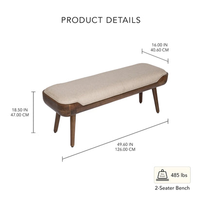 Walnut Haze Upholstered Bench- 2