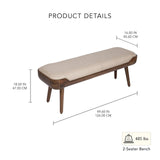 Walnut Haze Upholstered Bench- 2