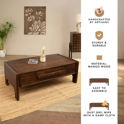 Walnut Haze Coffee Table With Drawer