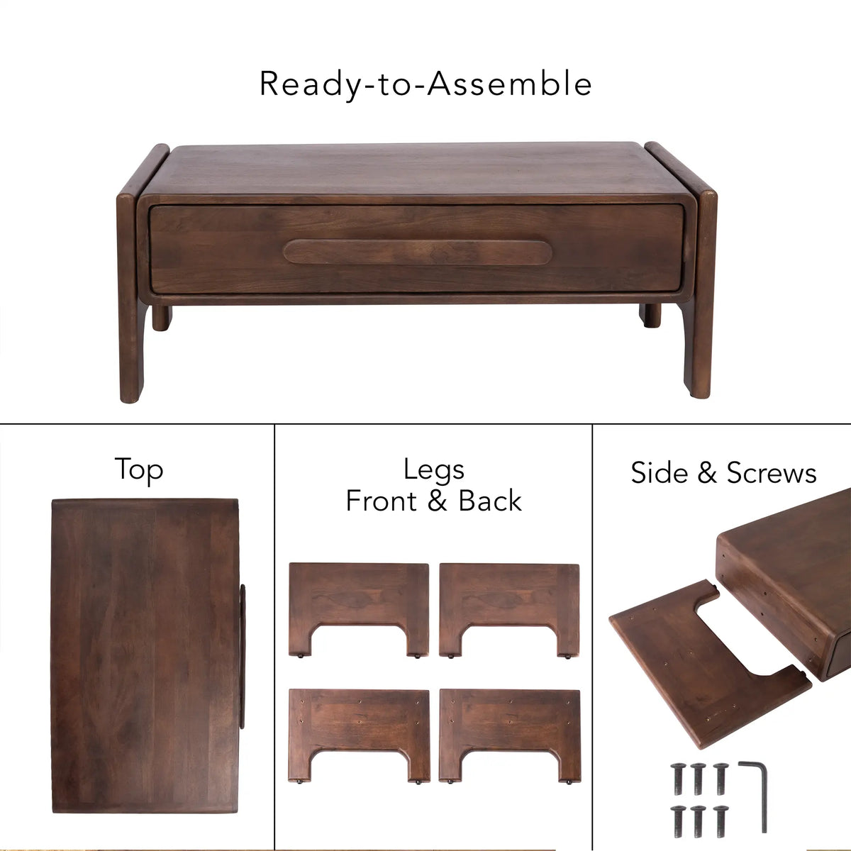 Walnut Haze Coffee Table With Drawer