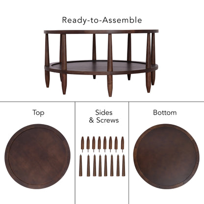 Walnut Haze Round 2 Tier Coffee Table