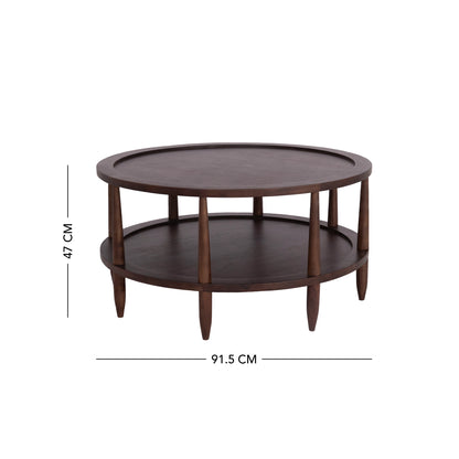 Walnut Haze Round 2 Tier Coffee Table