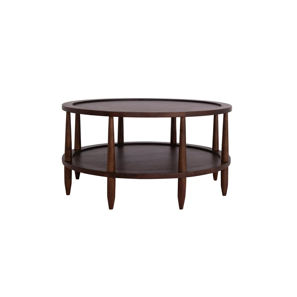 Walnut Haze Round 2 Tier Coffee Table