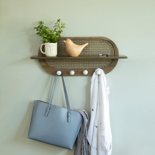 Lusha Wooden Cane Wall Shelf