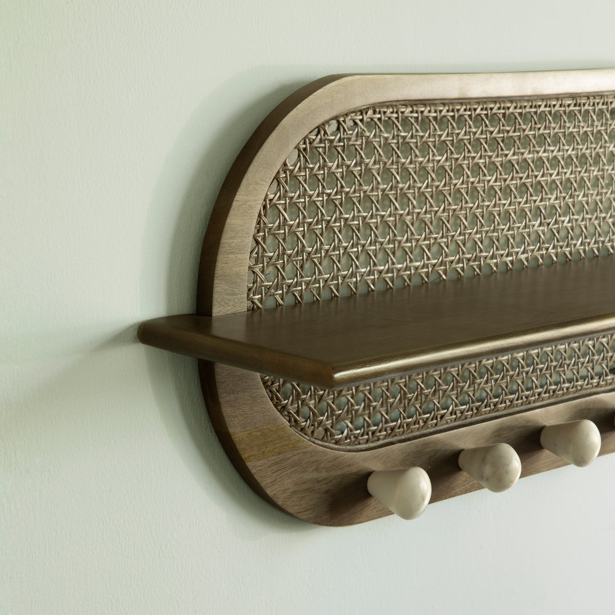 Lusha Wooden Cane Wall Shelf