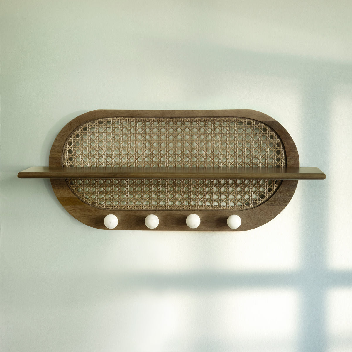 Lusha Wooden Cane Wall Shelf