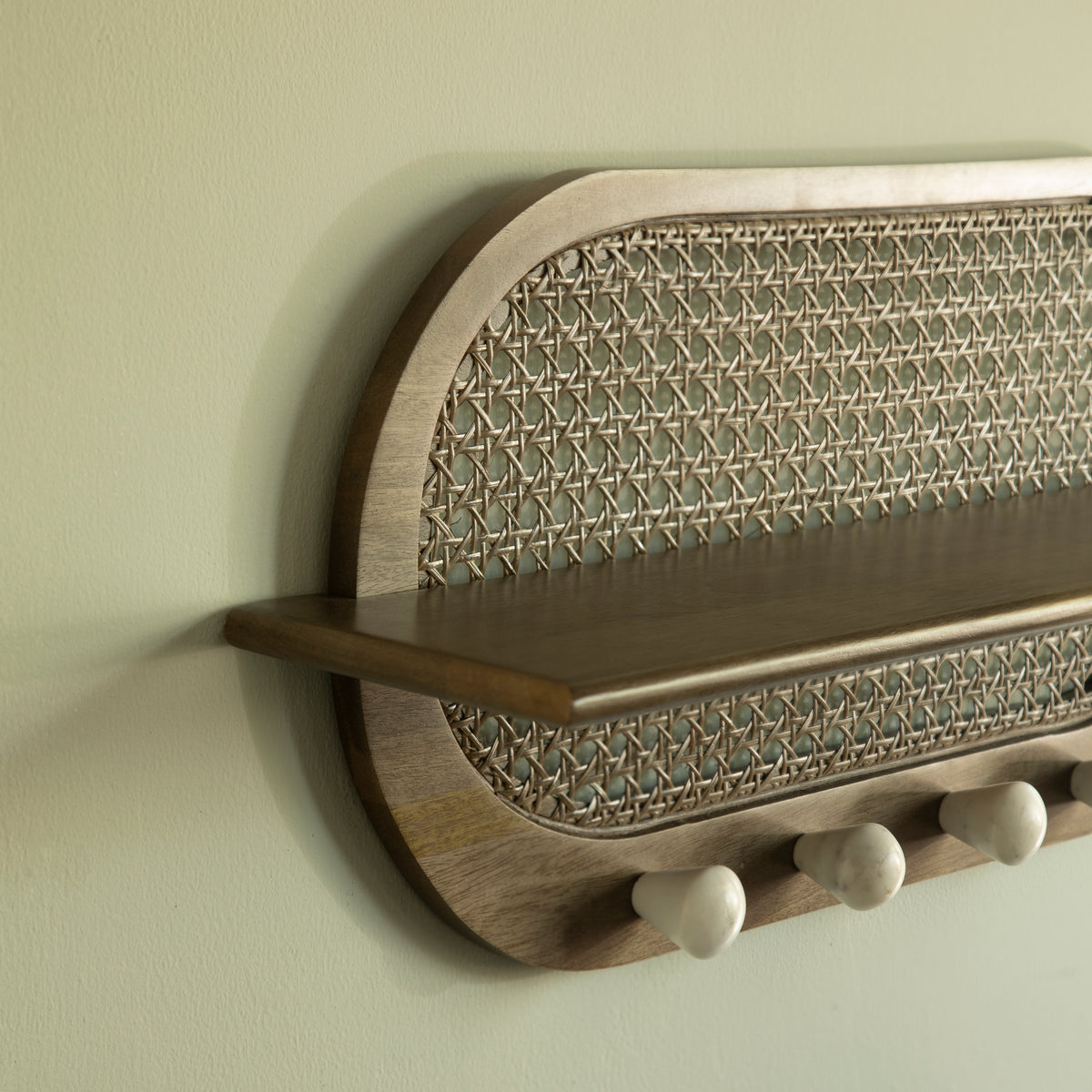 Lusha Wooden Cane Wall Shelf