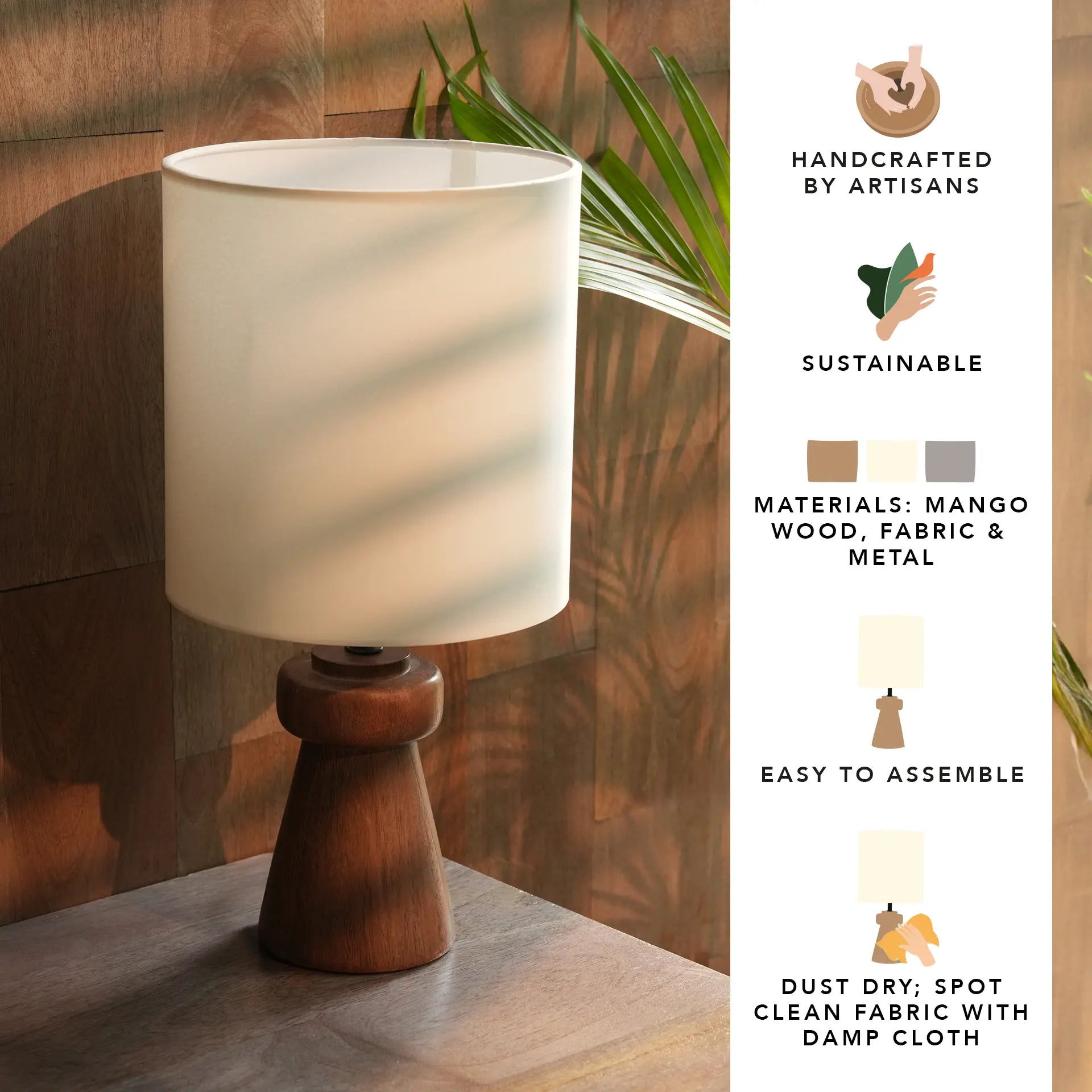 Honeygrain Wooden Table Lamp with Shade