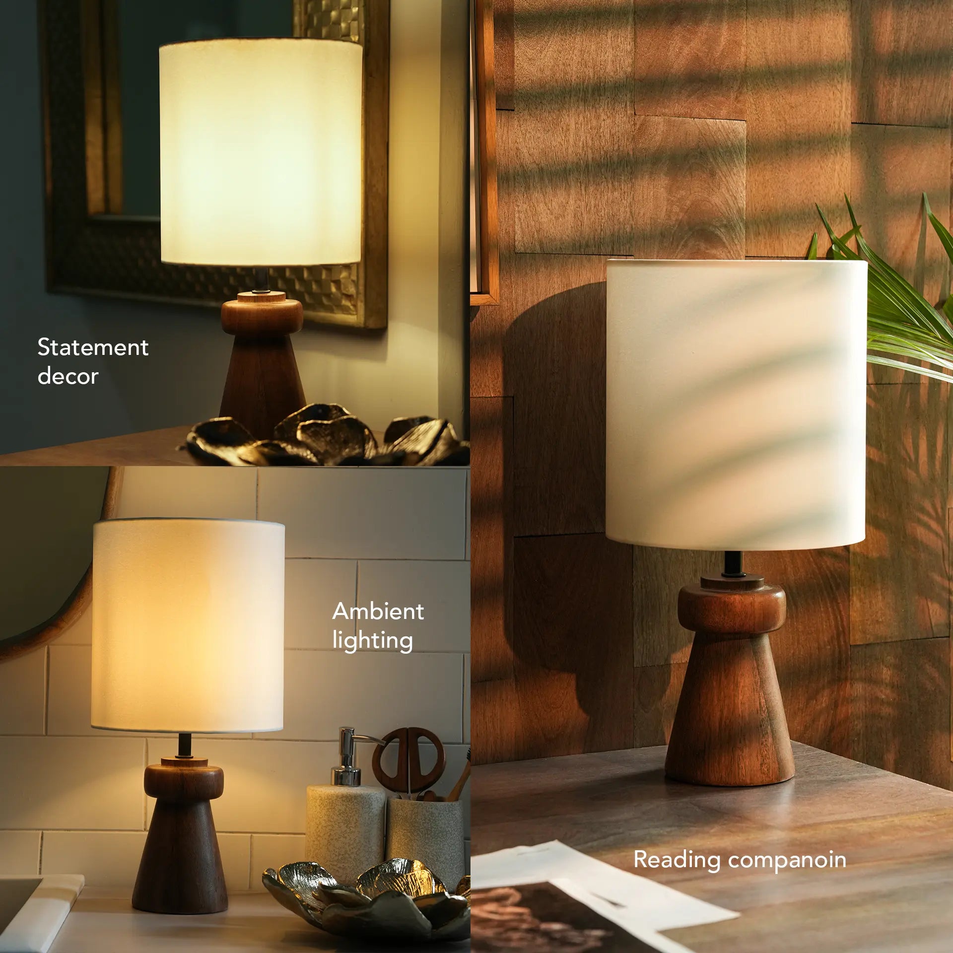 Honeygrain Wooden Table Lamp with Shade