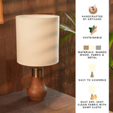 Cottage Wooden Ribbed Lamp with Shade