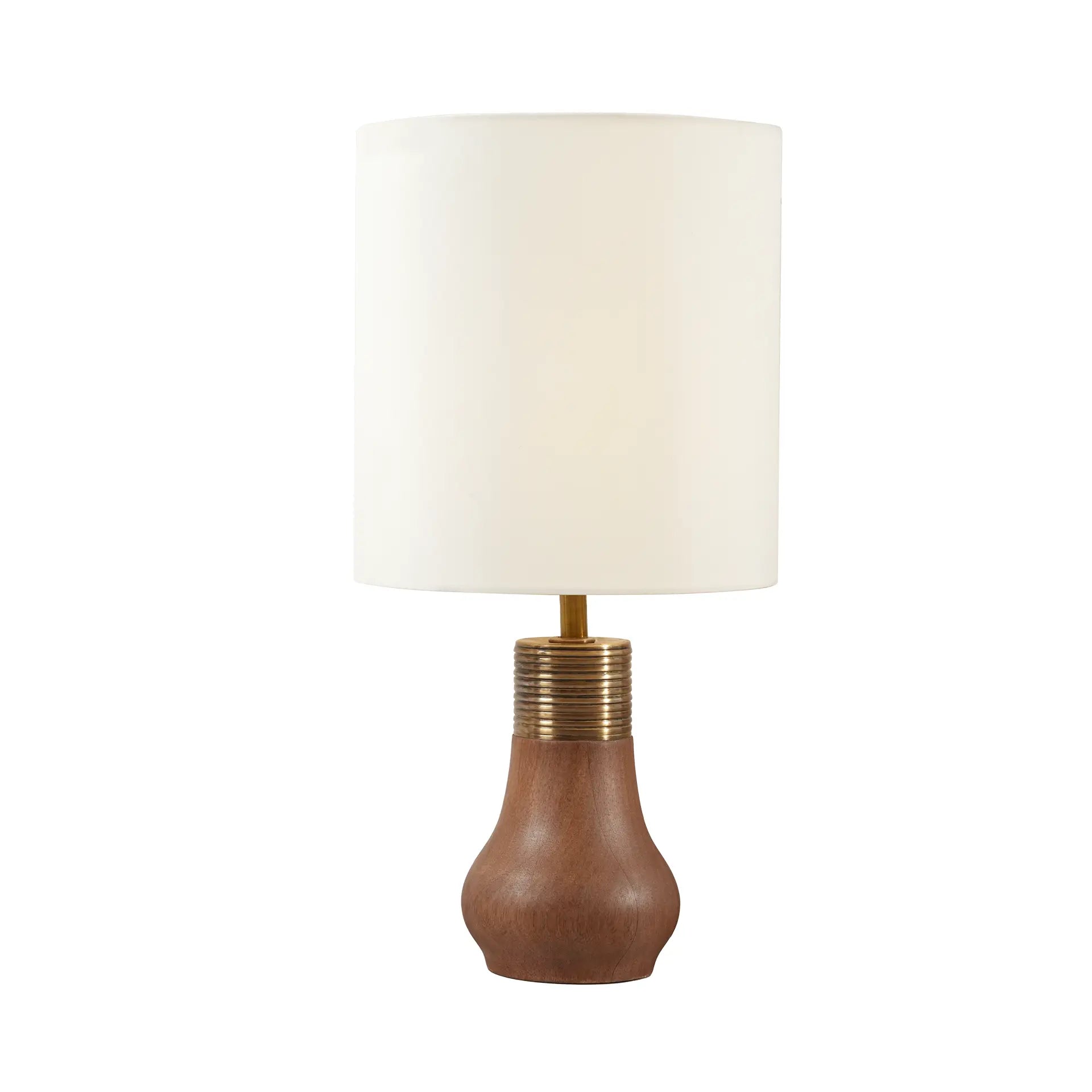 Cottage Wooden Ribbed Lamp with Shade