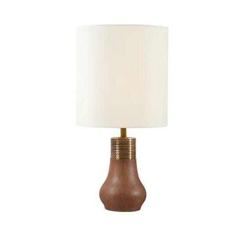 Cottage Wooden Ribbed Lamp with Shade