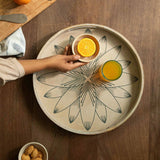 Floral Round Tray - Blue