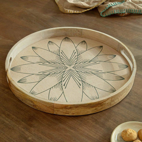 Floral Round Tray - Blue