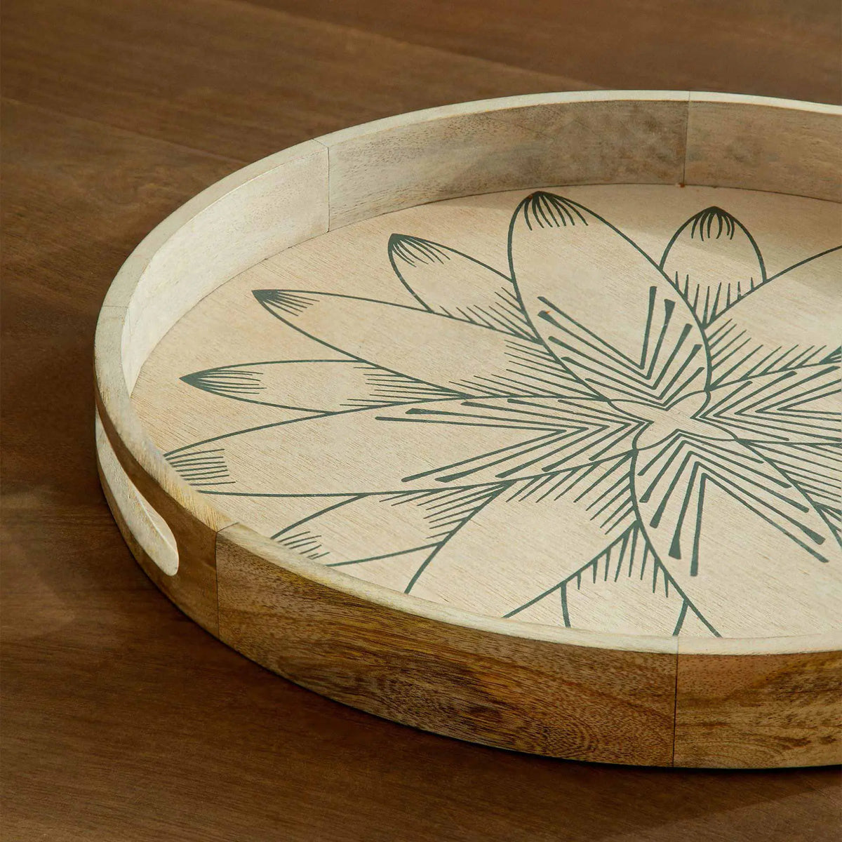 Floral Round Tray - Blue