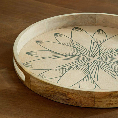 Floral Round Tray - Blue
