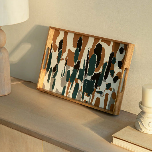 Wooden Muticolour Abstract Tray