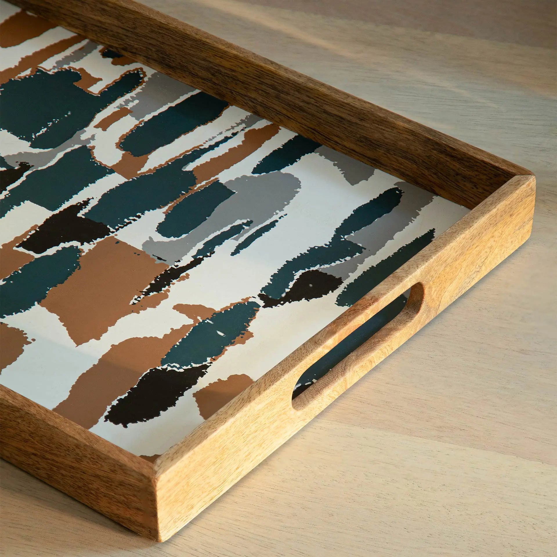 Wooden Muticolour Abstract Tray