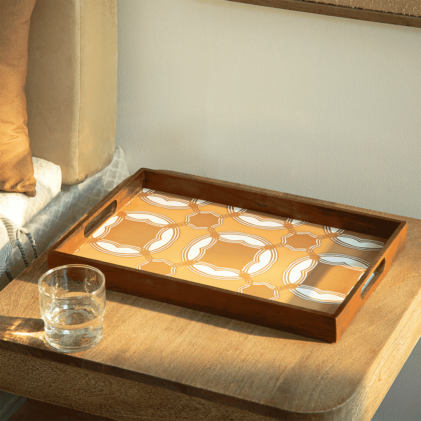 wooden handcrafted tray - brown