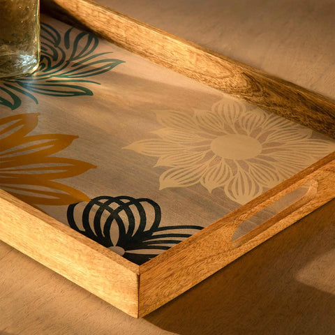 Wooden Floral Handcrafted Tray