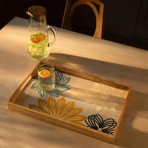 Wooden Floral Handcrafted Tray