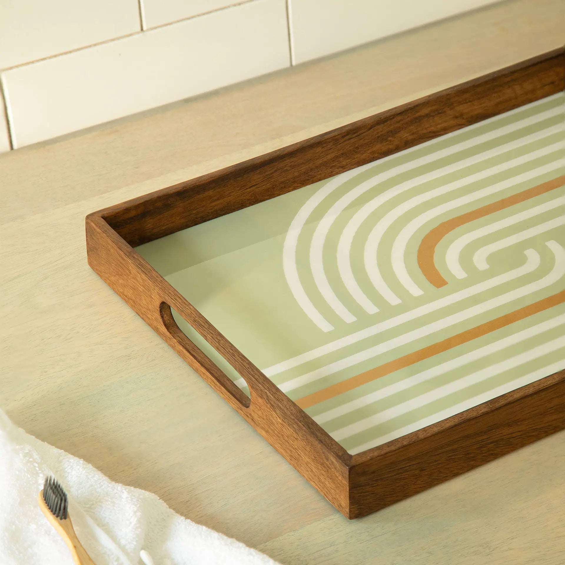 Wooden Handcrafted Tray - Green