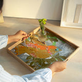 Wooden Muticolour Bird Tray - Square