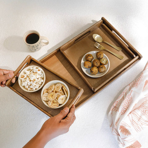 Chestnut Brown Nested Wooden Tray Set of 3