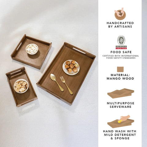 Chestnut Brown Nested Wooden Tray Set of 3