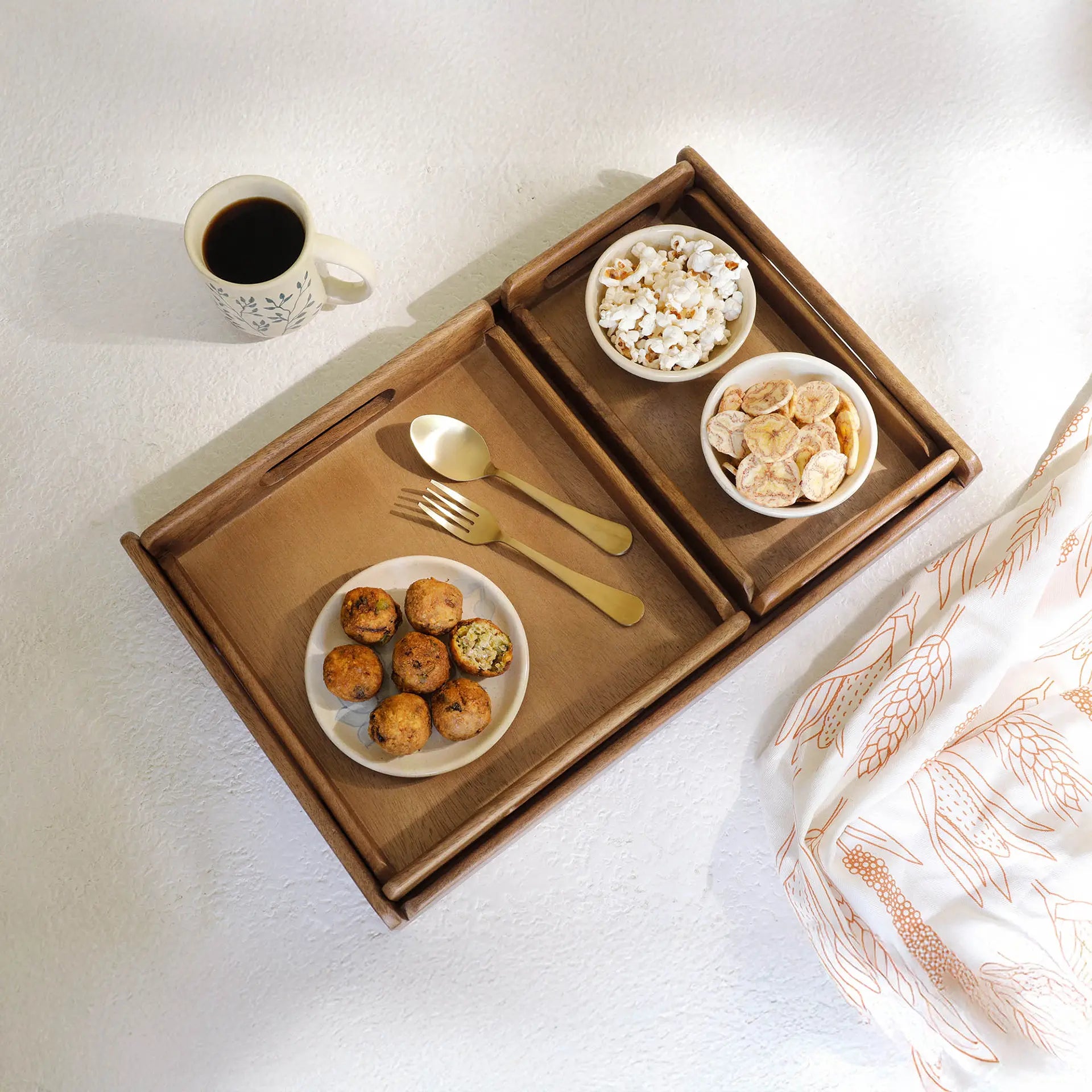 Chestnut Brown Nested Wooden Tray Set of 3