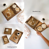 Chestnut brown nested wooden tray set of 3