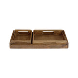 Chestnut brown nested wooden tray set of 3