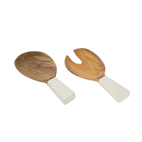 caramel enamelled wooden salad spoon- set of 2