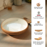 caramel enamelled wooden salad bowl - large