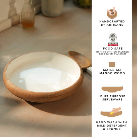 caramel enamelled wooden salad bowl - large