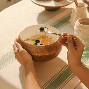 caramel enamelled wooden salad bowl - Small