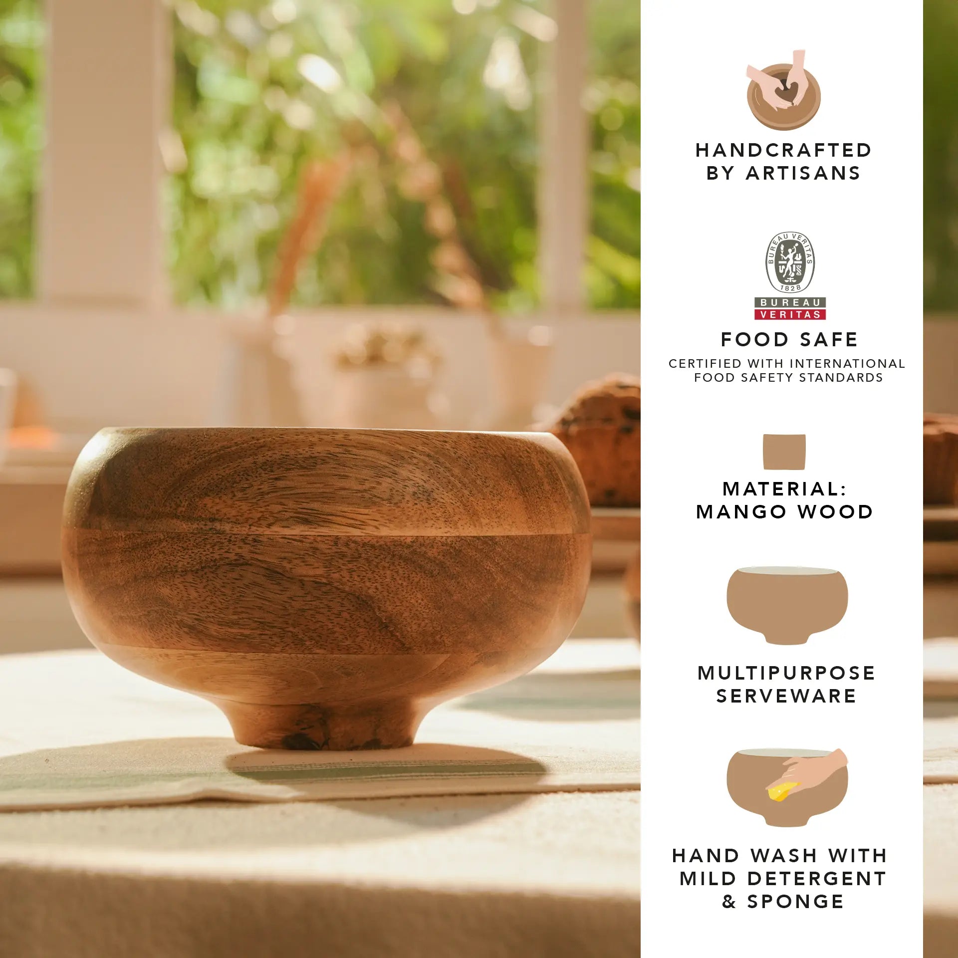 caramel enamelled wooden salad bowl - Small
