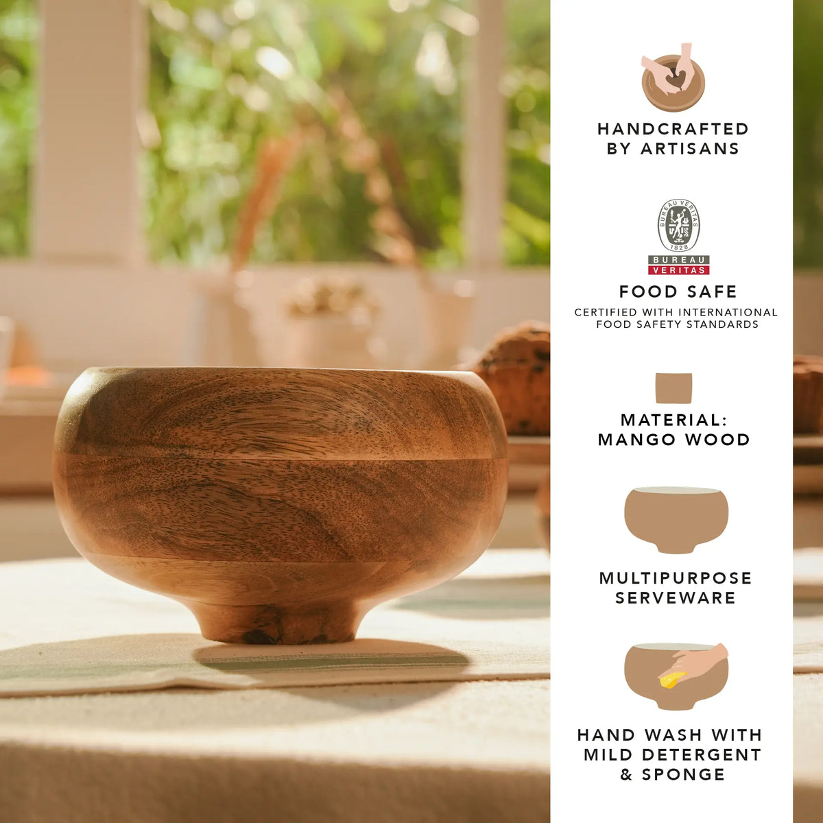 caramel enamelled wooden salad bowl - Small