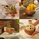 caramel enamelled wooden salad bowl - Small