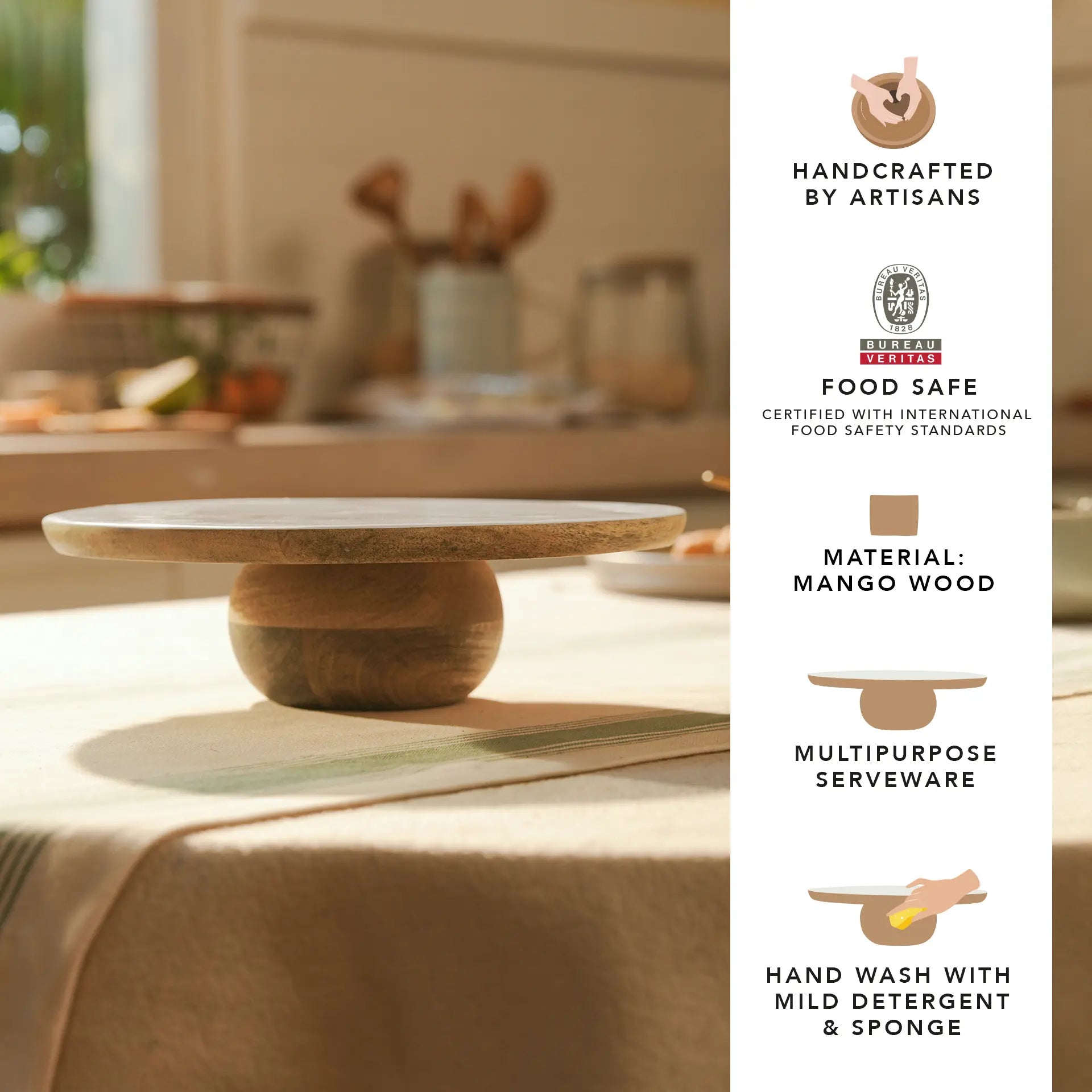 caramel enamelled wood cake stand