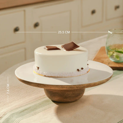 Caramel enamelled wooden cake stand